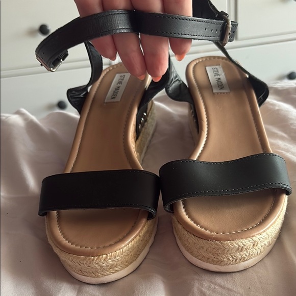Steve Madden Shoes - Steve Madden Black Woven Espadrille Shoes with ankle strap size 10